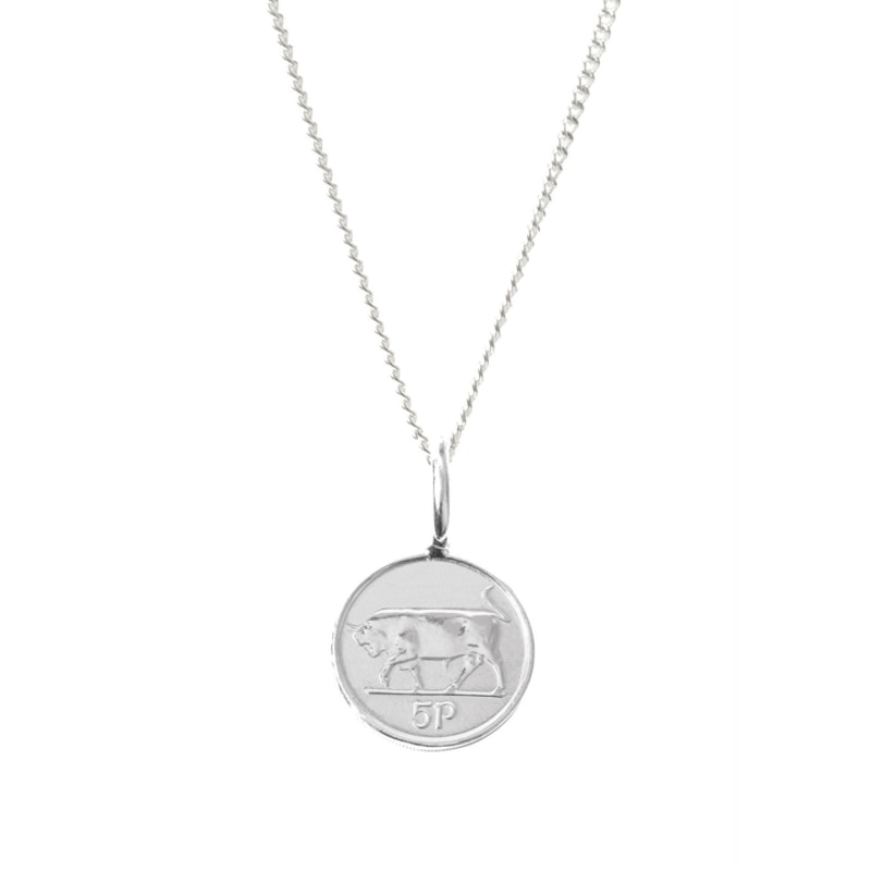 Thumbnail of Irish 5P Coin & Chain In Sterling Silver image