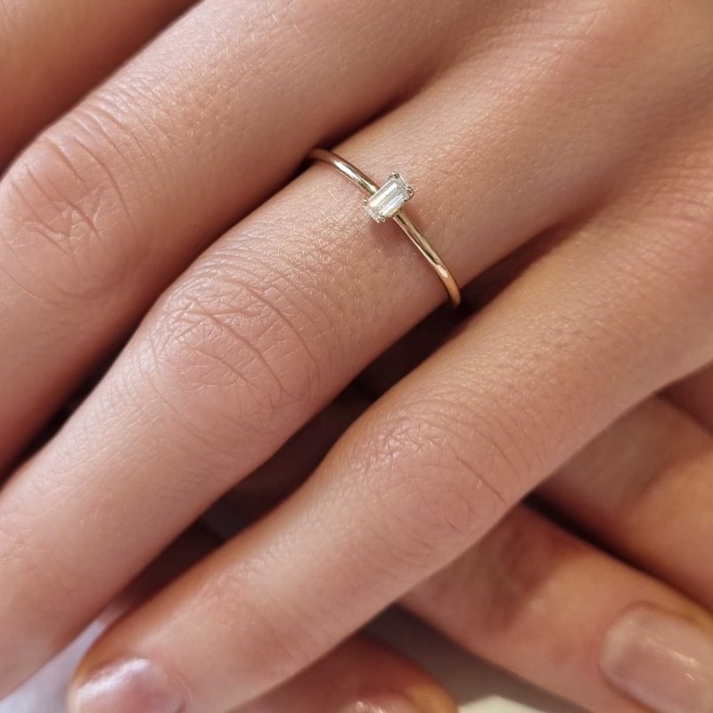 Moissanite baguette ring best sale