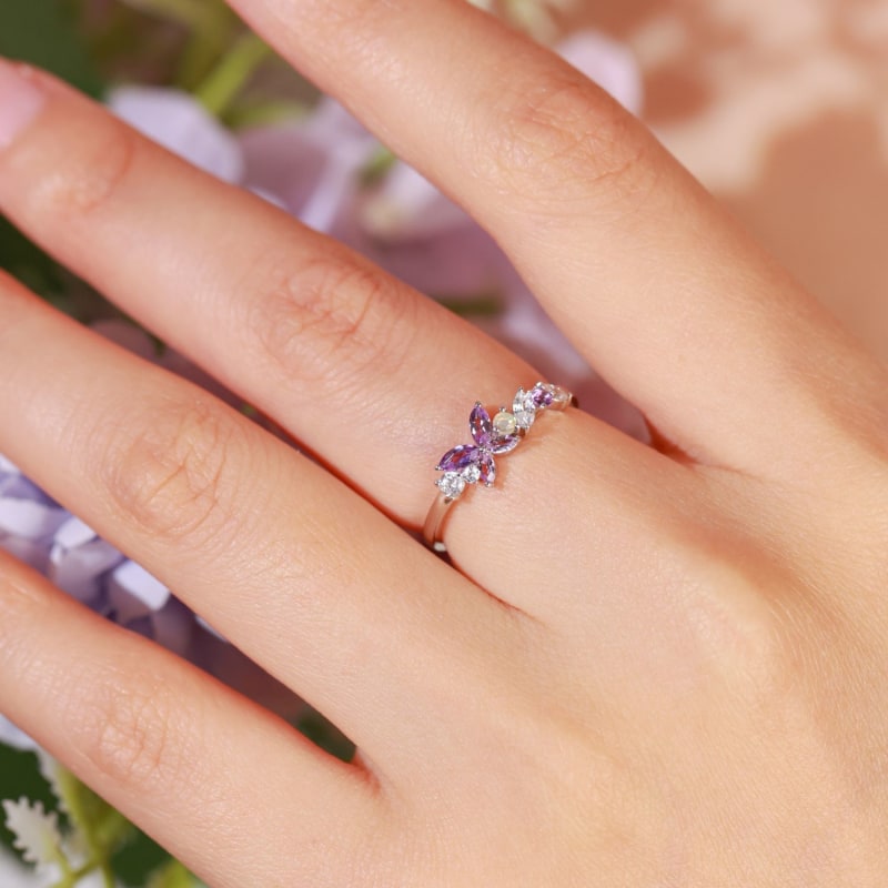 Opal and amethyst wedding band hot sale