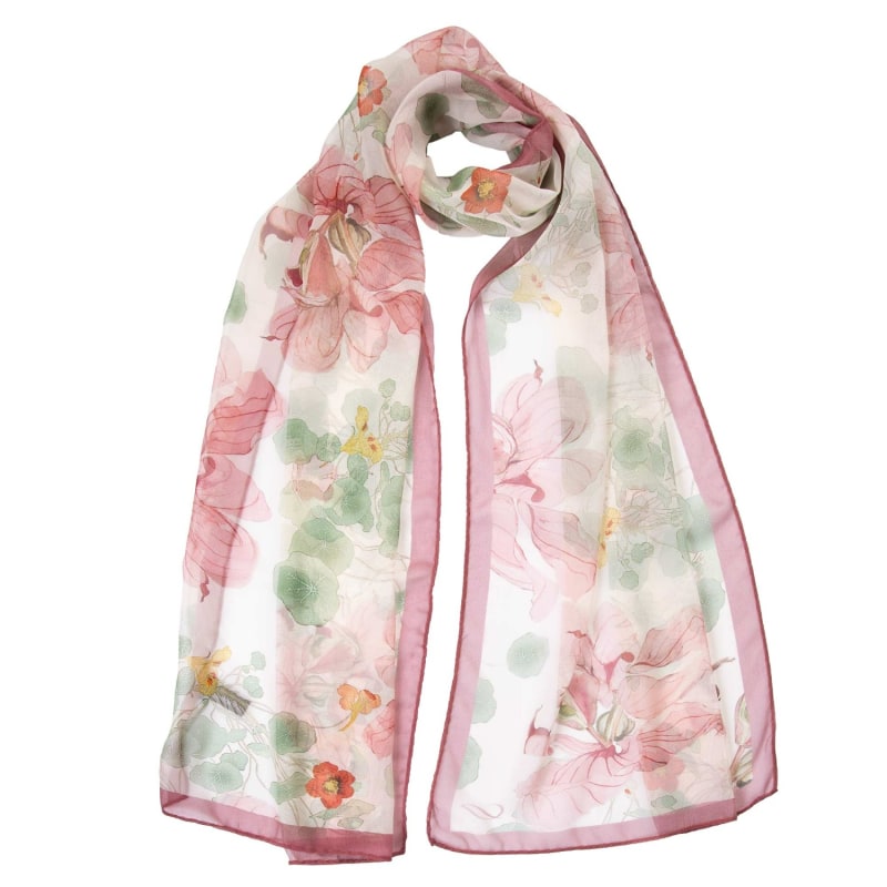 Pink Botanical Print Silk Scarf - Elizabetta