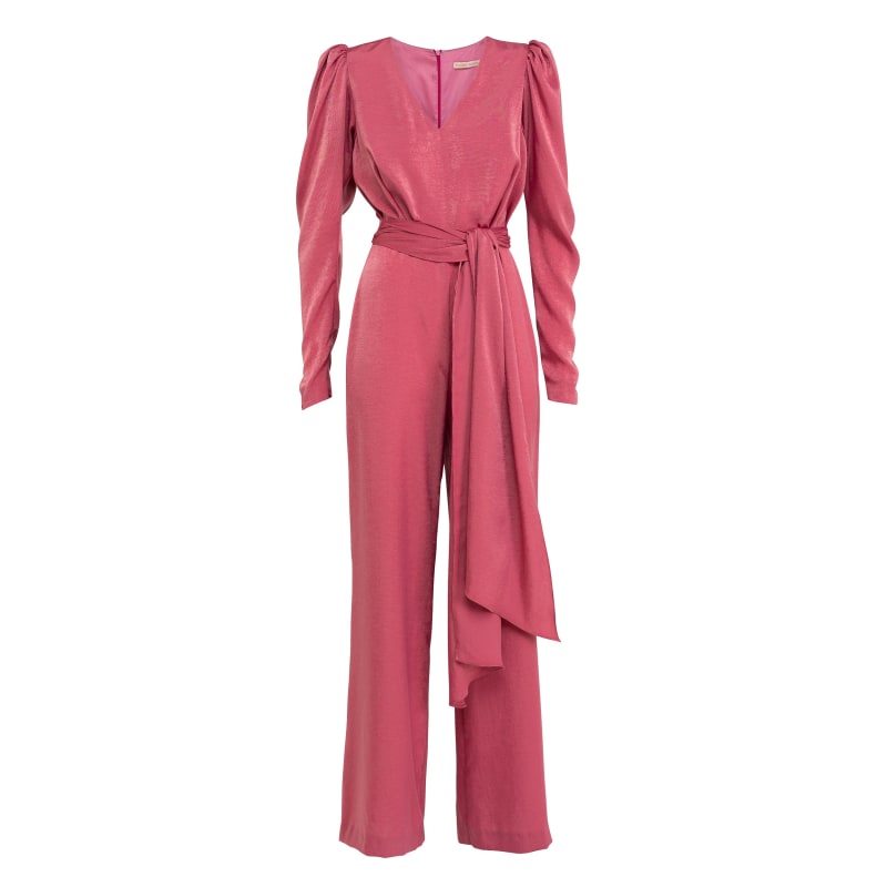 Pink satin jumpsuit new arrivals