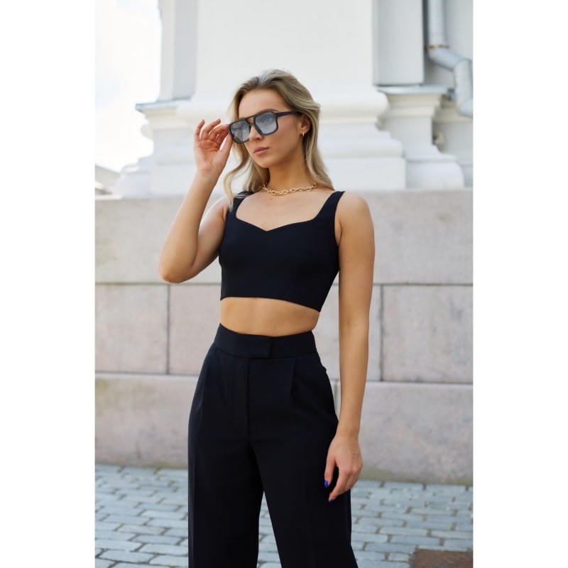 Thumbnail of Mori Black Pant Set With Sleeveless Top image