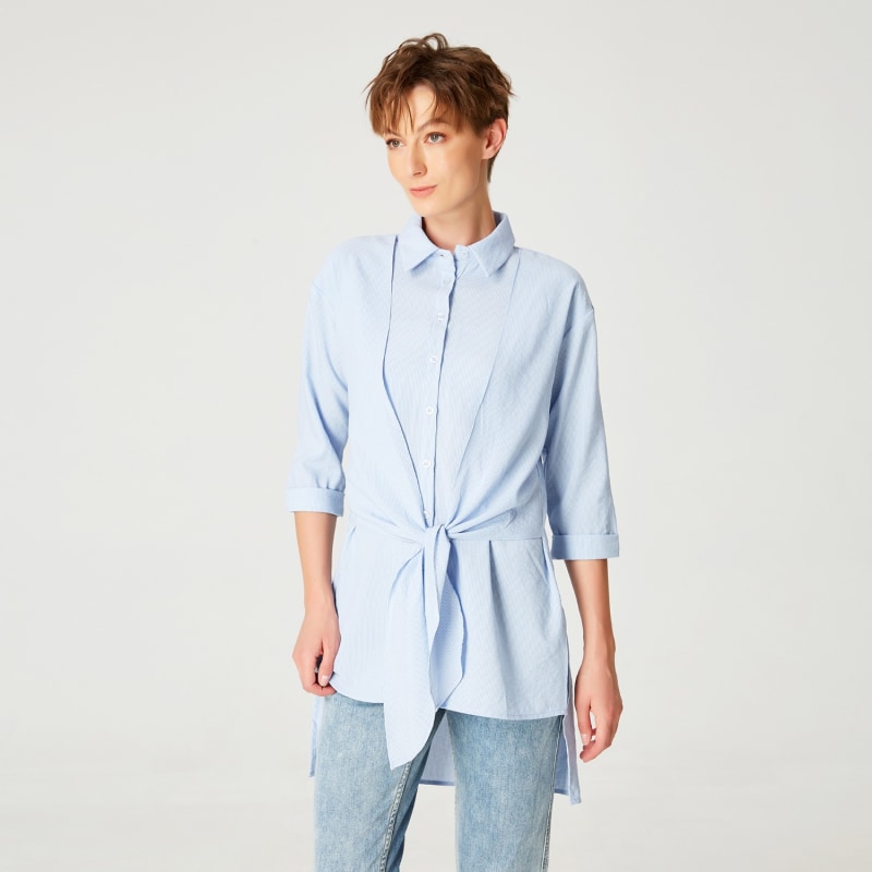 Thumbnail of Long Shirt With Knotted Panels In Front image