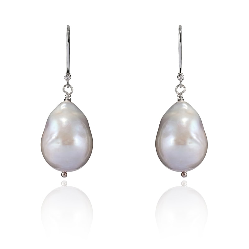 Thumbnail of Large South Sea Pearl Drop Earring In White Gold image