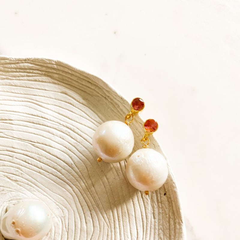 Thumbnail of Just Like Magic Tourmaline Baroque Pearl Earrings image