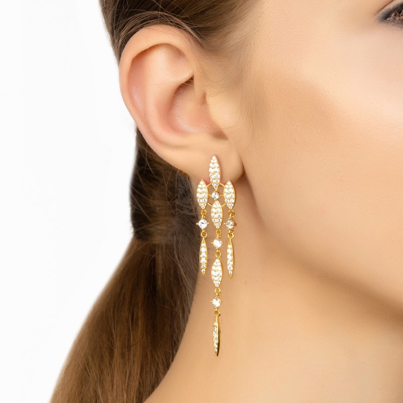 Thumbnail of Valencia Statement Drop Earring White Cz Gold image