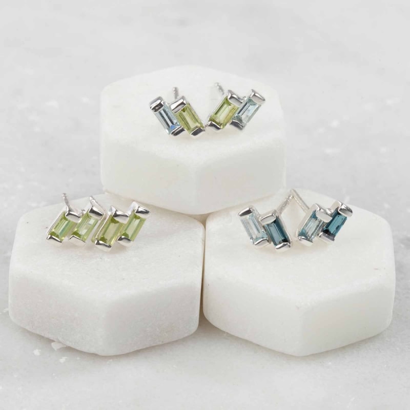 Thumbnail of Anais Sterling Silver Stud Earrings With London & Blue Topaz image