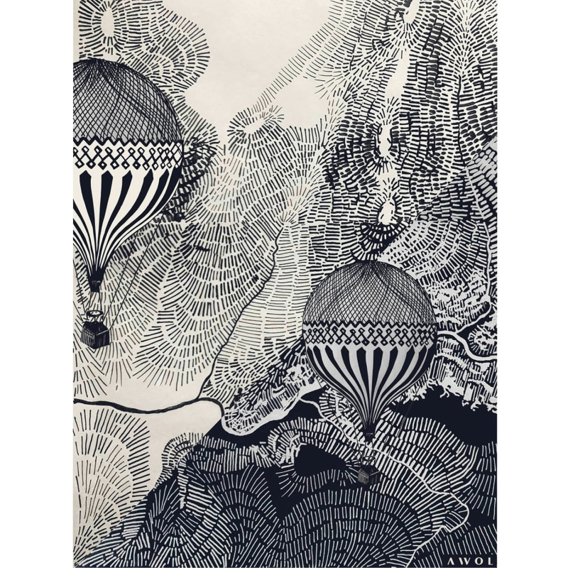 Thumbnail of The Dreamer Illustration Art Print: Air Balloon Adventures In The Sky image