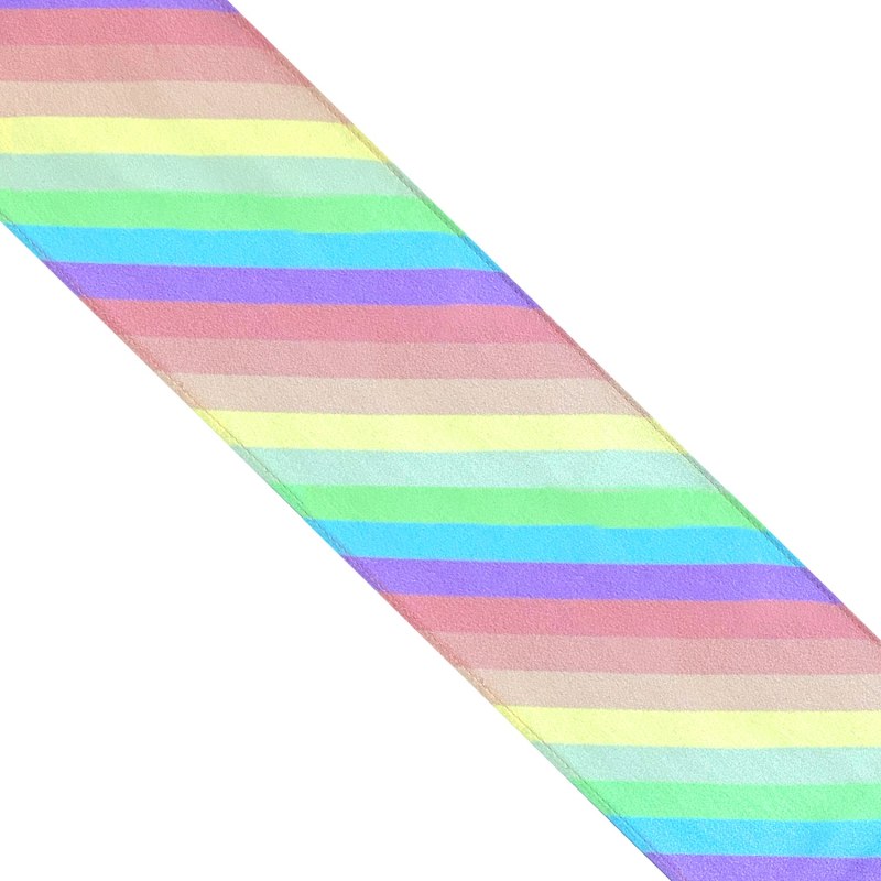 Thumbnail of Stripy Silk Neck Scarf Rainbow Pastel image