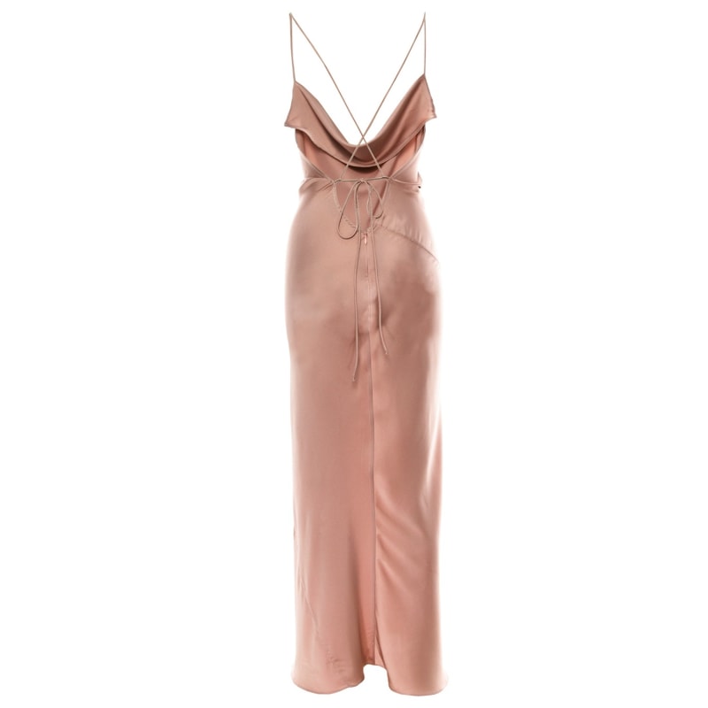 Thumbnail of Tulum Cowl Neck Satin Ankle  Dress In Pink image