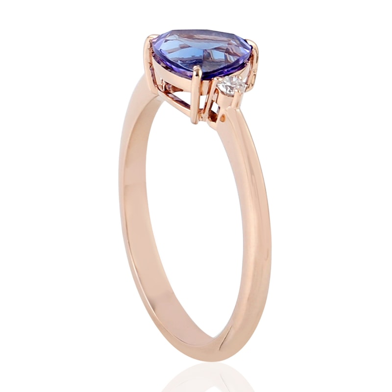 Thumbnail of Rose Gold Pear Shape Tanzanite Genuine Diamond Ring image