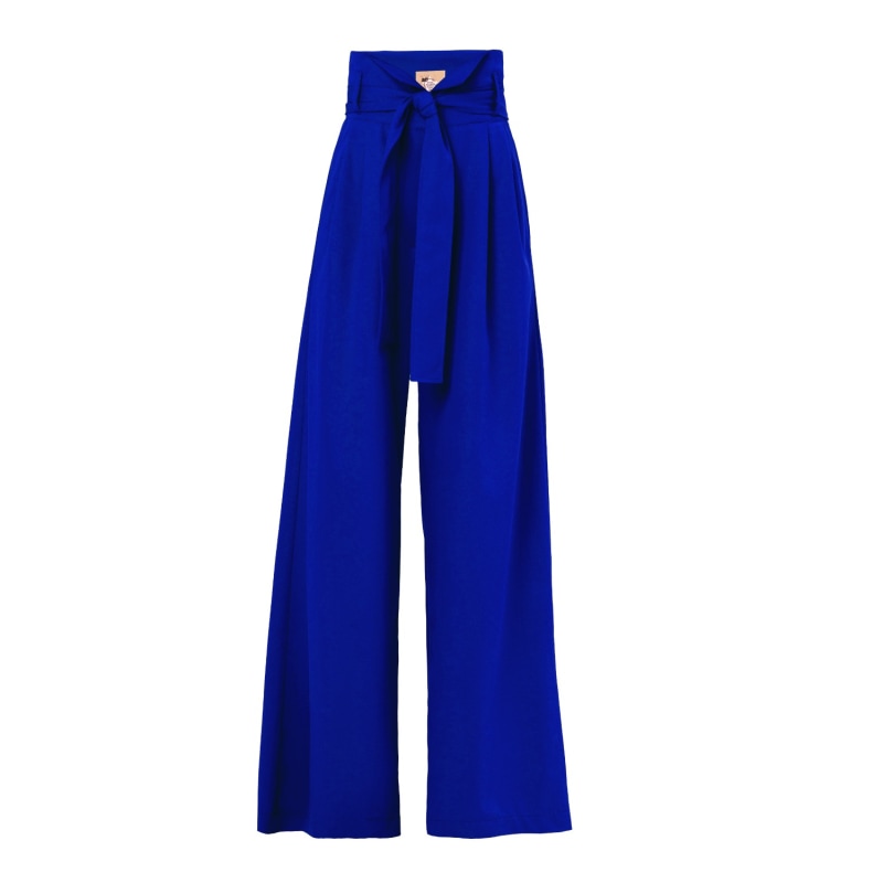 Blue Wide Leg Pants High Rise