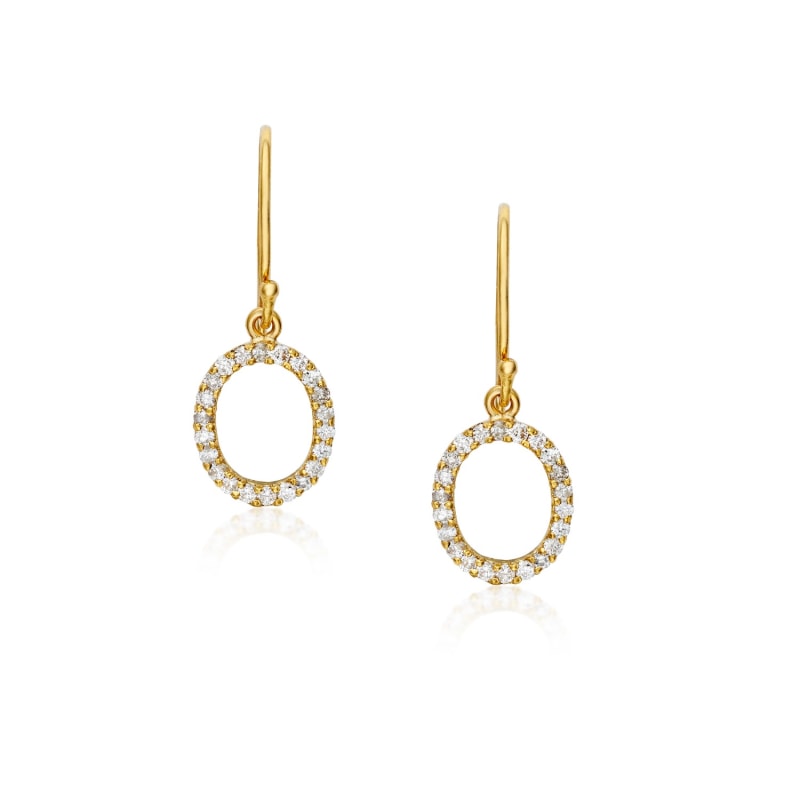 Thumbnail of Oval Drop Earrings - Pave Set image