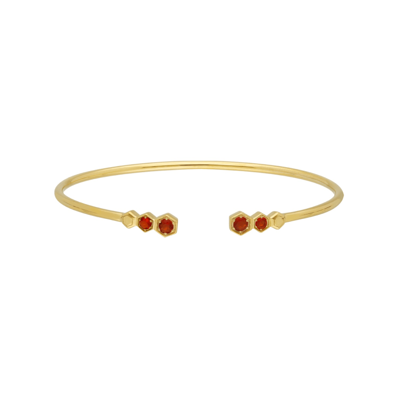 Thumbnail of Fire Opal Open Bangle In Yellow Gold Plated Silver image