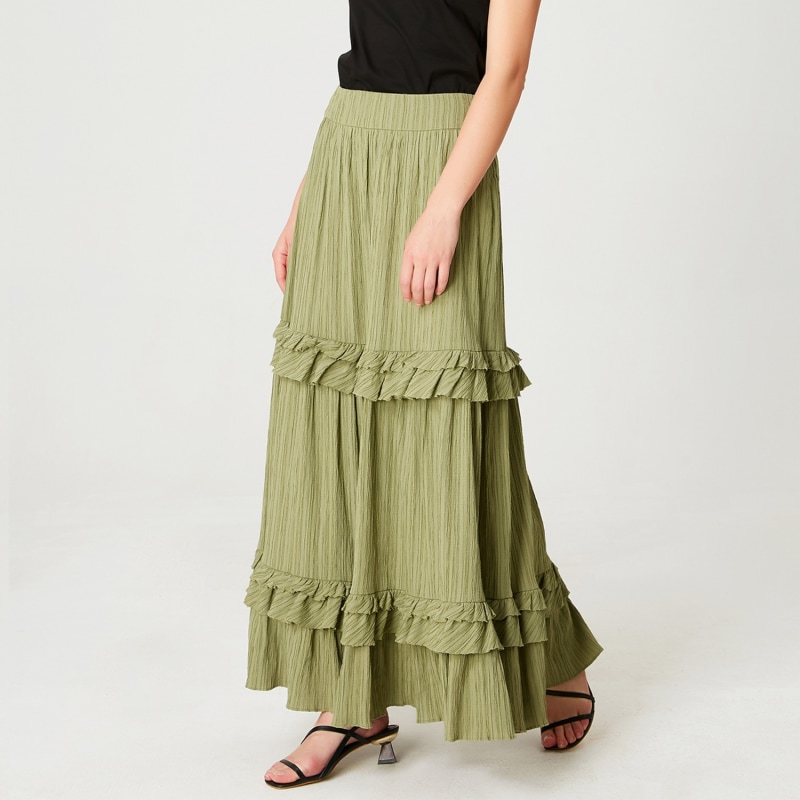 Thumbnail of Long Pleated Skirt With Tiered Ruffles image