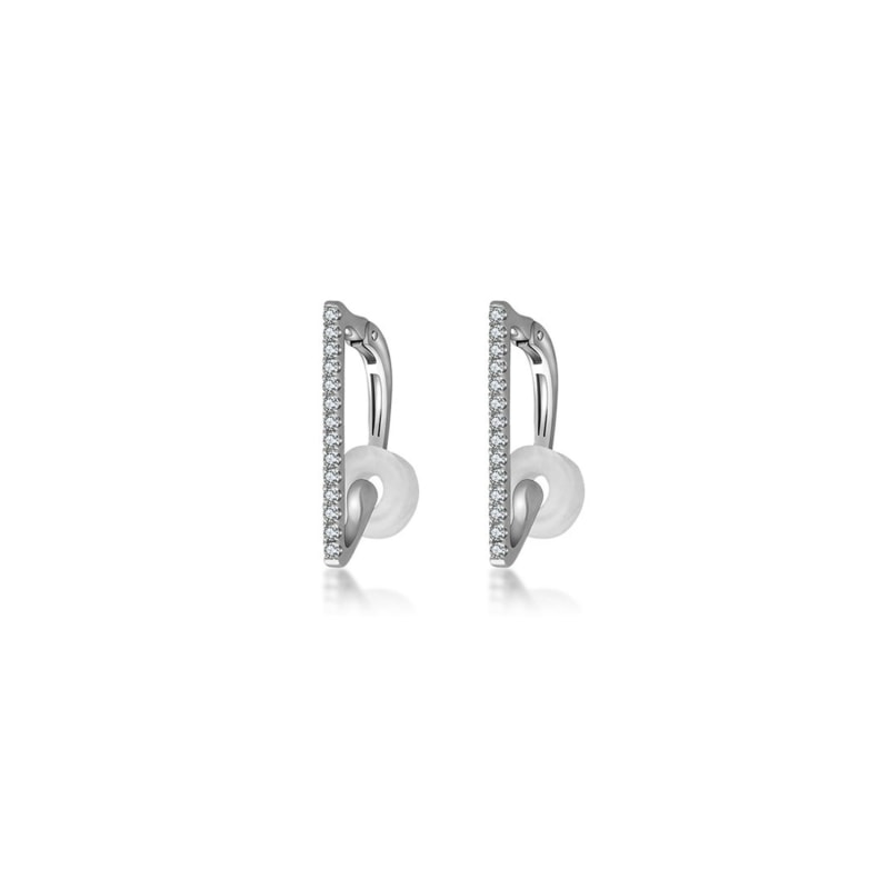 Thumbnail of 18K White Gold Vertical Line Diamond Ear Cuff image