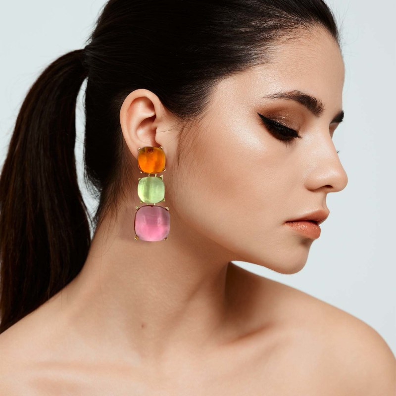 Thumbnail of Multi-Color Lightweight Resin Clip On Earring image