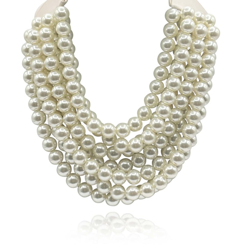 Thumbnail of Multi-Strand Faux Pearl Necklace With Ivory Vegan Adjustable Clasp image