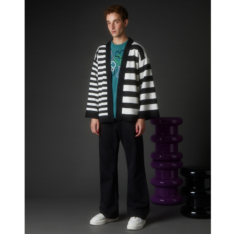 Thumbnail of Multi-Striped Organic Cotton Knitted Cardigan Men image