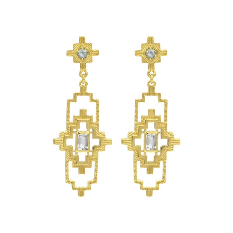 Thumbnail of Munay Earrings Gold Aquamarine image