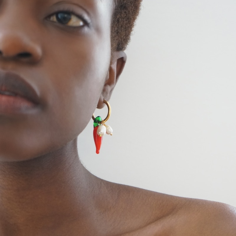 Glass hoop earrings deals