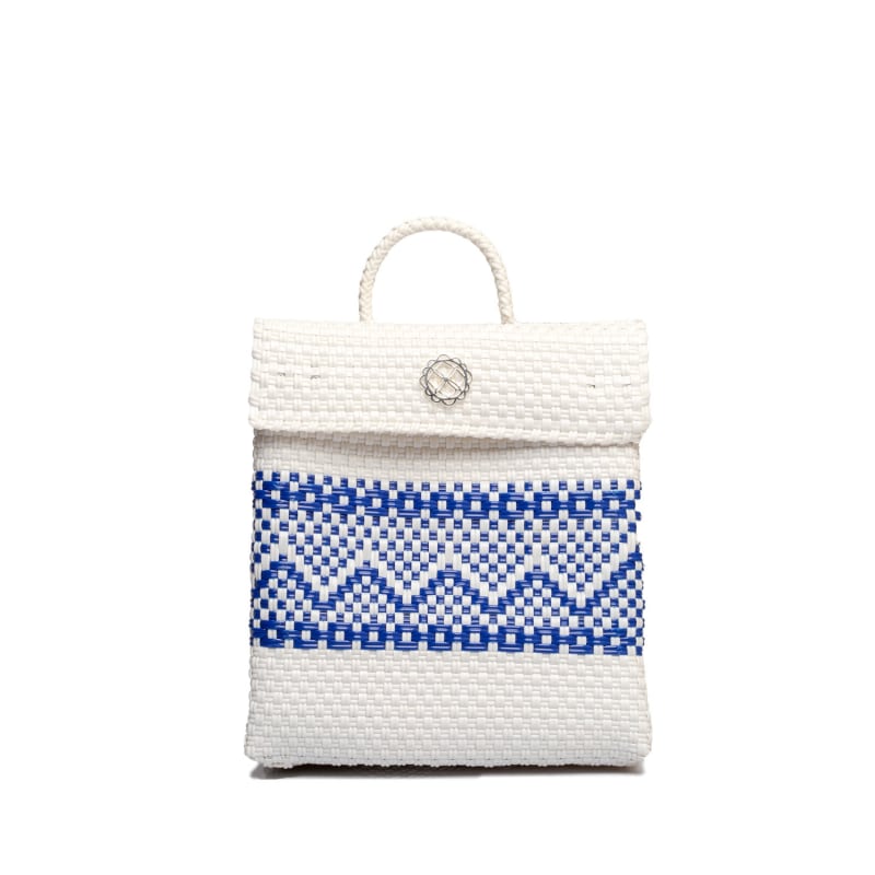 Thumbnail of Small Backpack White Blue Aztec Stripe image