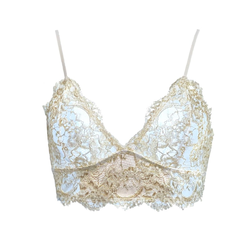 Gold Metallic Lace Soft Bralette Carol Coelho Wolf Badger