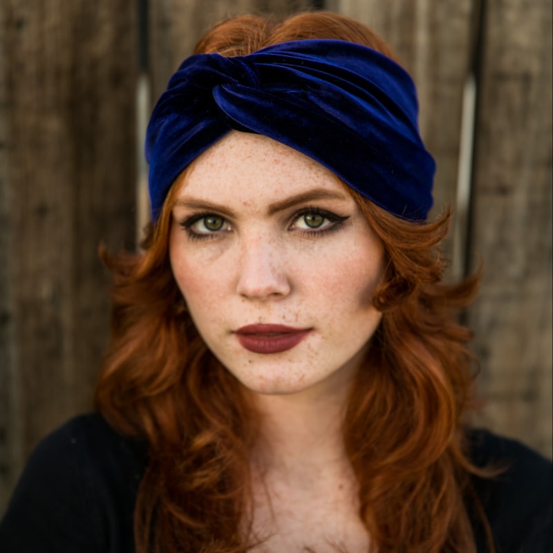 Royal Blue Velvet Twist Headband Jennafer Grace Wolf Badger