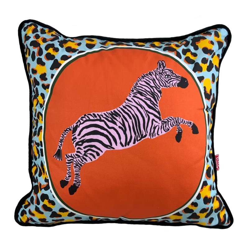 Thumbnail of Zebra Cushion With Green Velvet Back image