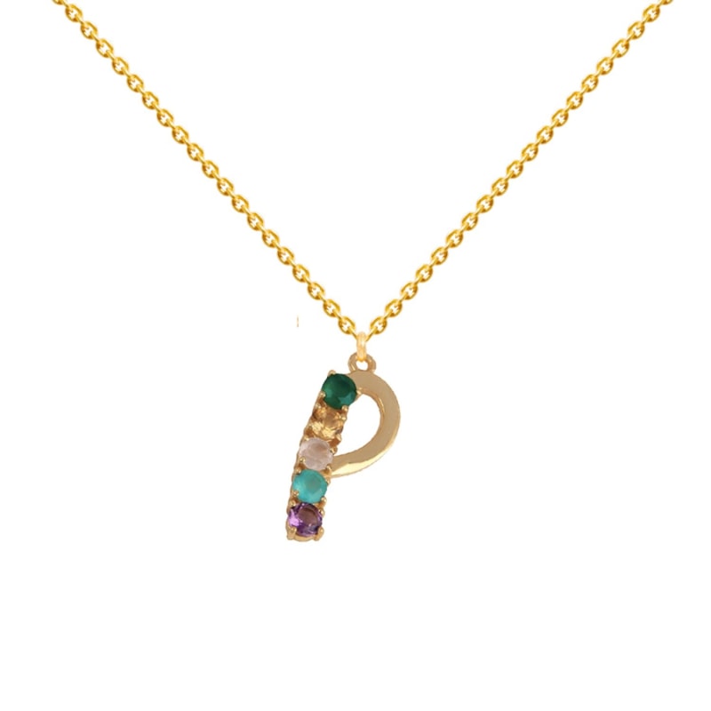 Thumbnail of Multicolored Initial P Necklace image