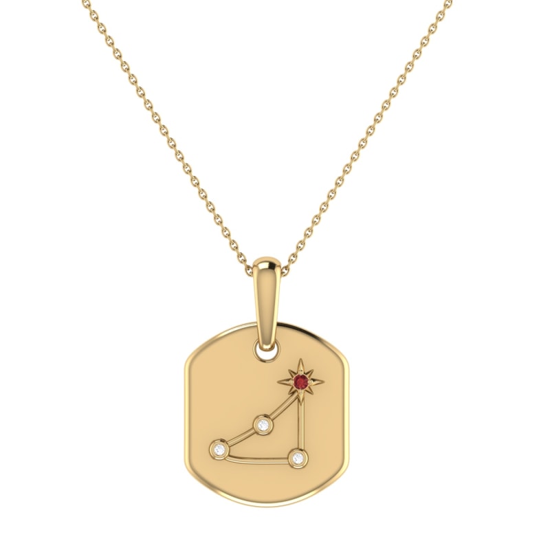 Thumbnail of Capricorn Goat Constellation Tag Pendant Necklace In 14 Kt Yellow Gold Vermeil image