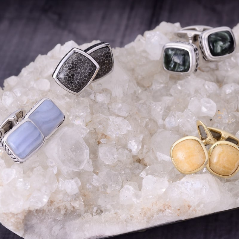 Thumbnail of Fossil Agate Stone Cufflinks image