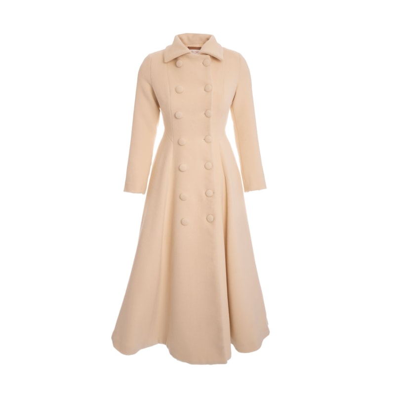 Thumbnail of Redingote Coat In Virgin Wool & Cashmere – Ivory image