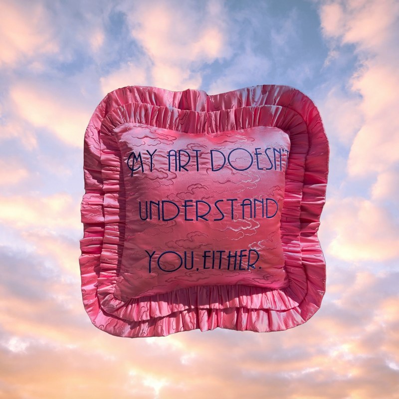 Thumbnail of My Art Doesn't Understand You, Either. Pink Cloud Jacquard Pillow. image