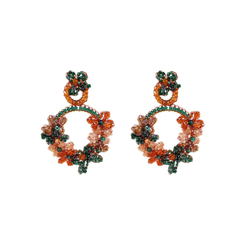 Thumbnail of Mystic Amber Mix Garden Large Handmade Crochet Earrings image