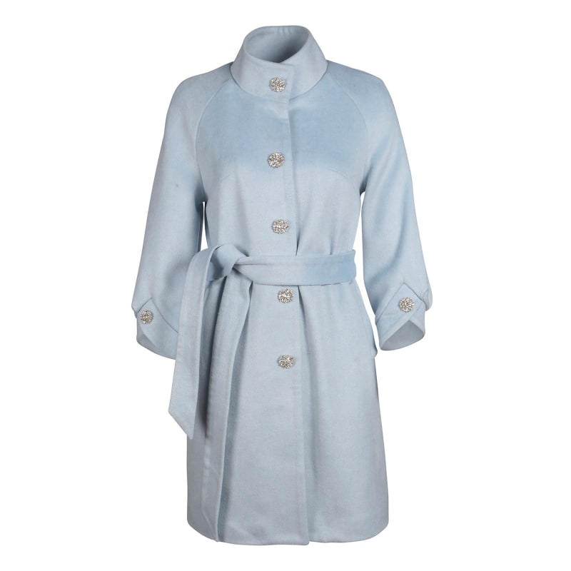Taylor 100 Cashmere Wool Coat In Blu Santinni Wolf Badger