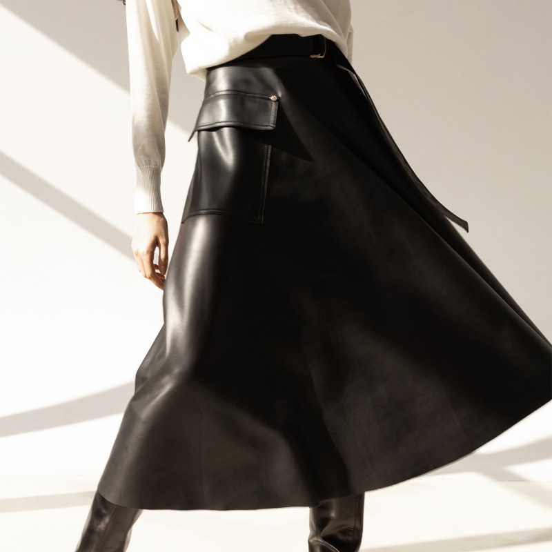 Faux Leather Midi Skirt, Nissa