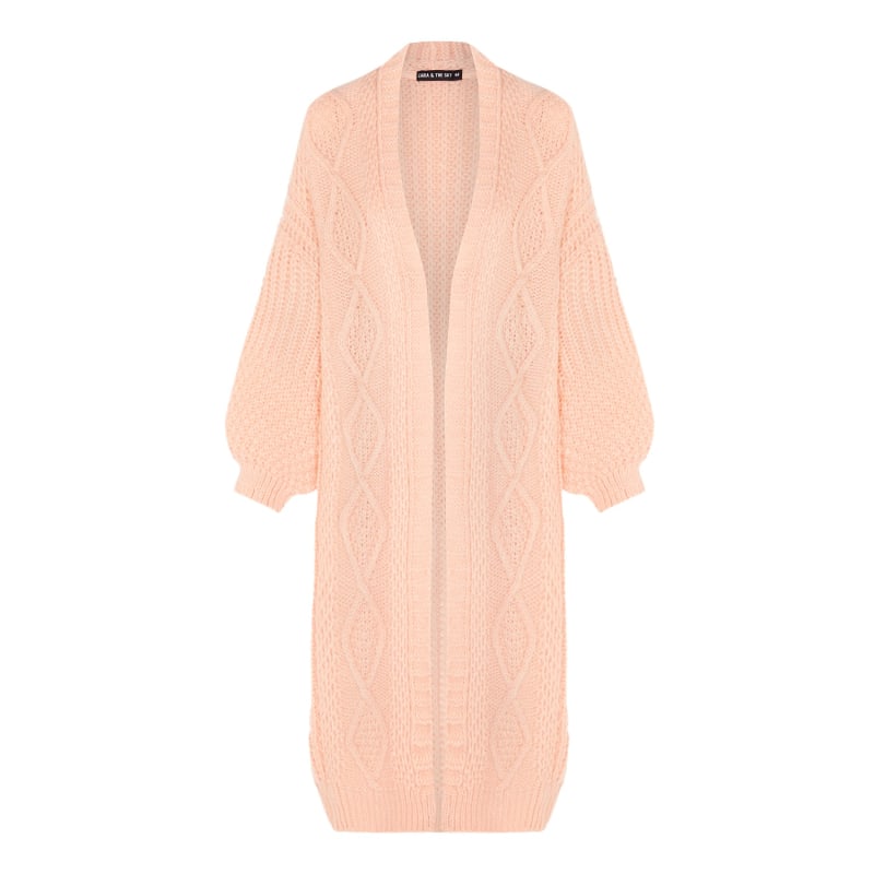 Stevie Cable Maxi Cardigan Peach Cara The Sky Wolf Badger
