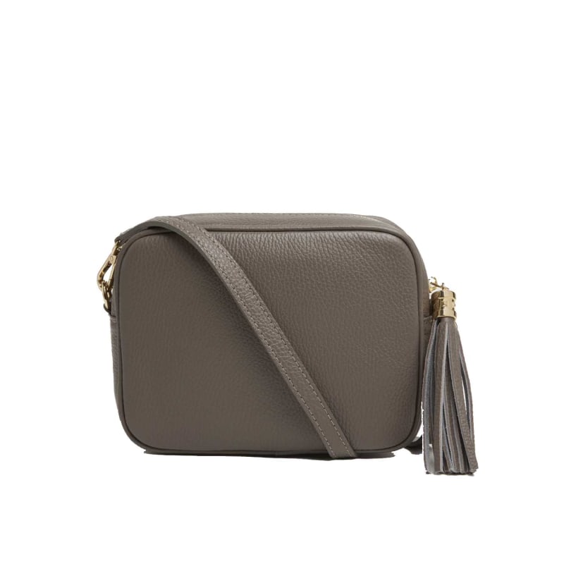 Thumbnail of Verona Crossbody Tassel Bag in Cinder With Green Stripe Strap image