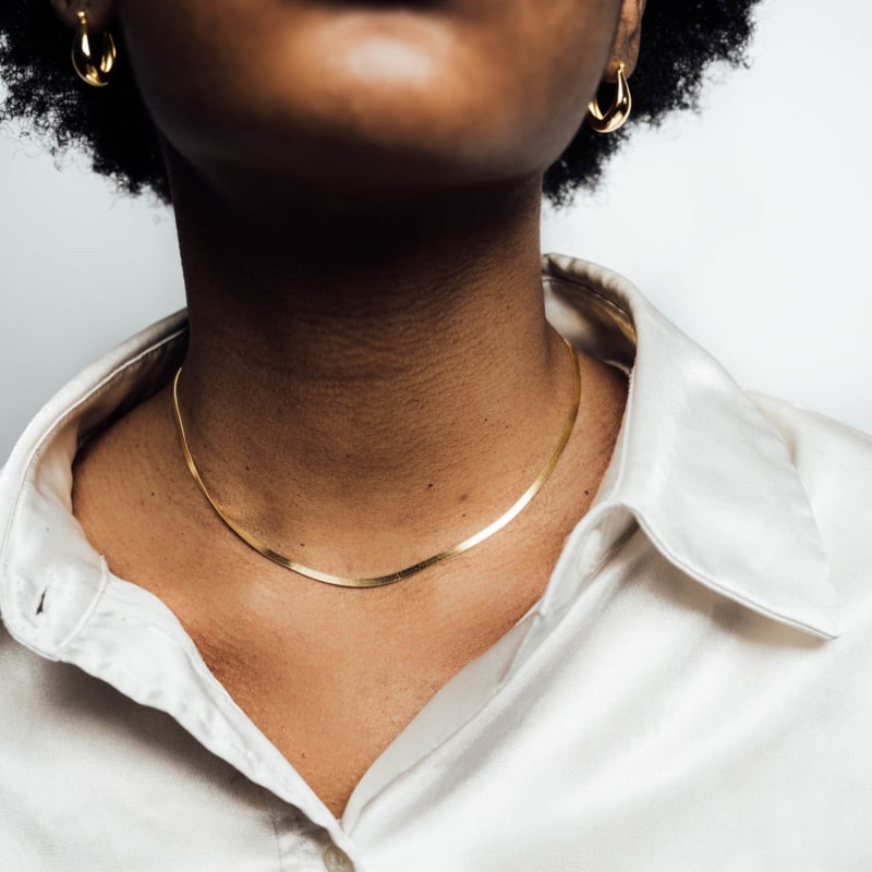 Thumbnail of Herringbone Chain Gold Choker Necklace image