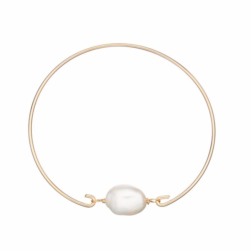 Thumbnail of Gold Large Single Pearl Bangle image