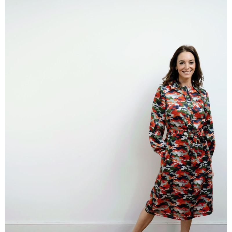 Thumbnail of Elama Spritz Camouflage Print Long Sleeve Shirt Dress image