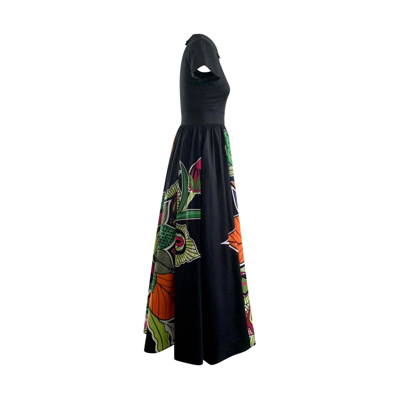 Thumbnail of Floral Victoria Cotton Print Vintage Maxi Dress- Black image