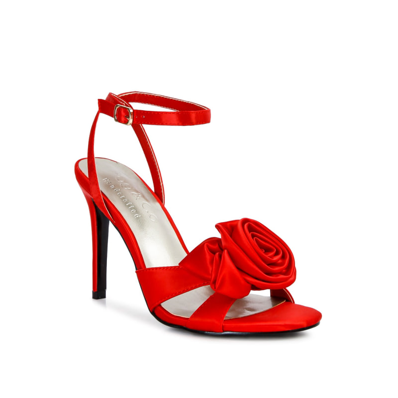 Red satin heels wedding best sale