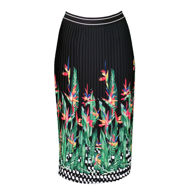 Thumbnail of Palm Tree Print Pleated Midi Skirt image