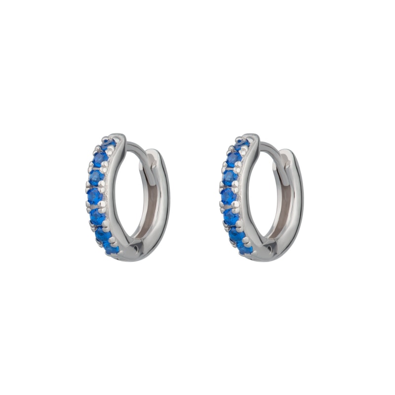 Thumbnail of Silver Huggie Earrings With Blue Stones image