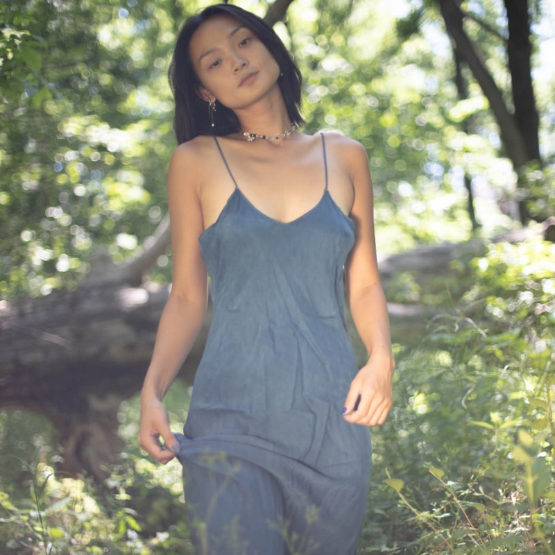 Thumbnail of Natural Dyed Prairie Wildrye Slip Dress In Indigo image