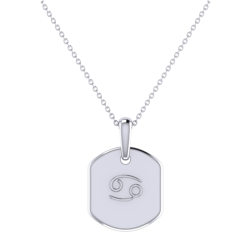 Thumbnail of Cancer Crab Constellation Tag Pendant Necklace In Sterling Silver image