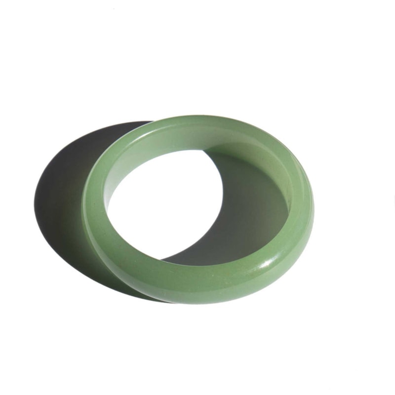 Thumbnail of Smoke Opaque Light Green Jade Stone Bangle image