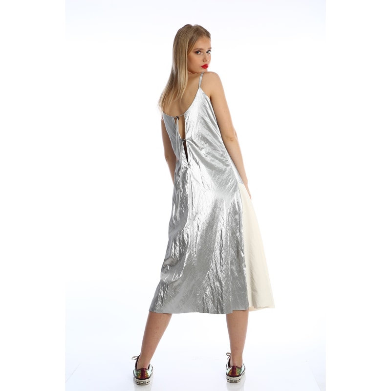 Thumbnail of Adjustable Braces Dress – Silver/White image